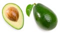 fresh avocado with slices isolated on white background. top view. clipping path. Royalty Free Stock Photo